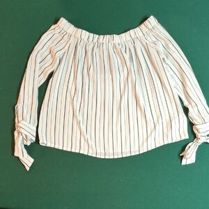 Striped Off-Shoulder Women's Vintage Forever 21 Top Y2K